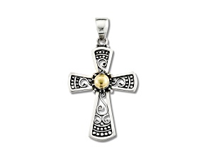 Silver Treasures by Samuel B. Sterling Silver with 18K Yellow Gold Cross Pendant