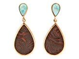 Barse Jewelry Composite Turquoise Rosette Leather & Gold Tone Dangle Earrings