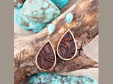 Barse Jewelry Composite Turquoise Rosette Leather & Gold Tone Dangle Earrings