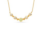 Peridot Cabochon with Moissanite Accents 18K Yellow Gold Over Sterling Silver Curved Bar Necklace
