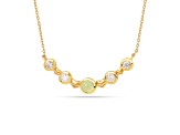 Peridot Cabochon with Moissanite Accents 18K Yellow Gold Over Sterling Silver Curved Bar Necklace