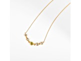 Peridot Cabochon with Moissanite Accents 18K Yellow Gold Over Sterling Silver Curved Bar Necklace
