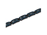 Ion-Plated Black and Blue Stainless Steel Link Bracelet