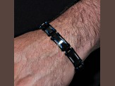 Ion-Plated Black and Blue Stainless Steel Link Bracelet