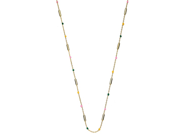 Multicolored Enamel, 14K Gold Plated over Sterling Silver Beaded Necklace for Kids
