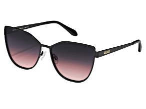 QUAY In Pursuit Black Cat Eye Frame / Black Plum Pink Lenses Sunglasses