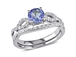 Tanzanite and Diamond 10k White Gold Ring 1.14ctw