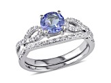 Tanzanite and Diamond 10k White Gold Ring 1.14ctw