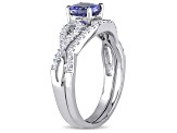 Tanzanite and Diamond 10k White Gold Ring 1.14ctw