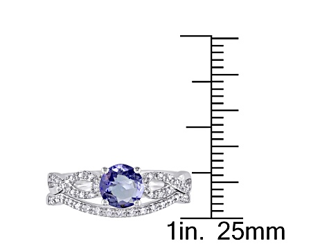 Tanzanite and Diamond 10k White Gold Ring 1.14ctw