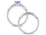 Tanzanite and Diamond 10k White Gold Ring 1.14ctw