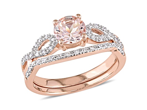 Morganite and Diamond 10K Rose Gold Ring 0.99ctw