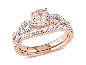 Morganite and Diamond 10K Rose Gold Ring 0.99ctw