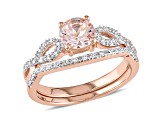 Morganite and Diamond 10K Rose Gold Ring 0.99ctw