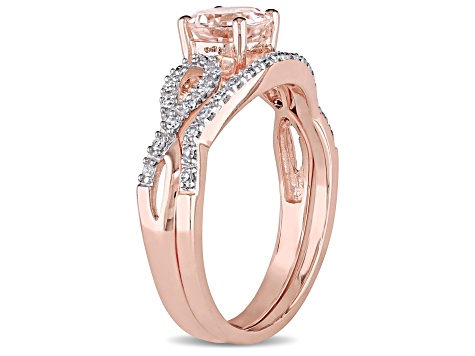 Morganite and Diamond 10K Rose Gold Ring 0.99ctw