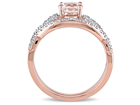 Morganite and Diamond 10K Rose Gold Ring 0.99ctw