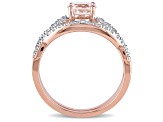 Morganite and Diamond 10K Rose Gold Ring 0.99ctw