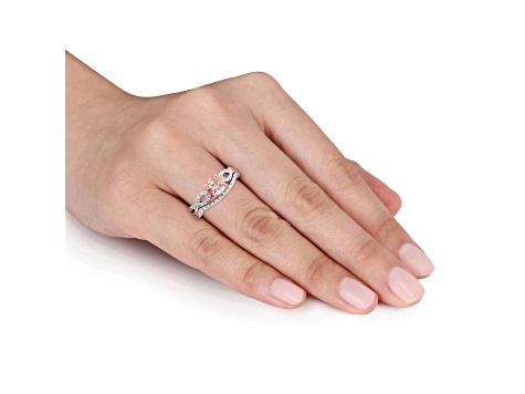 Morganite and Diamond 10K Rose Gold Ring 0.99ctw