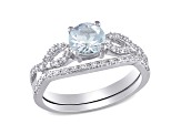 Aquamarine and Diamond 10K White Gold Ring 0.84ctw