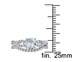 Aquamarine and Diamond 10K White Gold Ring 0.84ctw