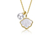 Mother Of Pearl, 14K Gold Plated over Brass Shell Pendant Necklace For Kids