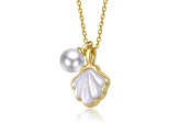 Mother Of Pearl, 14K Gold Plated over Brass Shell Pendant Necklace For Kids