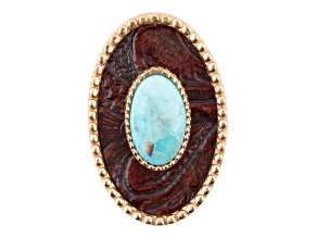 Barse Jewelry Blue Turquoise Rosette Leather Golden Ring