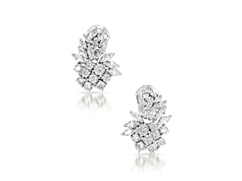 Clear Marquise Cubic Zirconia, Rhodium Plated over Sterling Silver Cluster Earrings