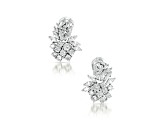 Clear Marquise Cubic Zirconia, Rhodium Plated over Sterling Silver Cluster Earrings