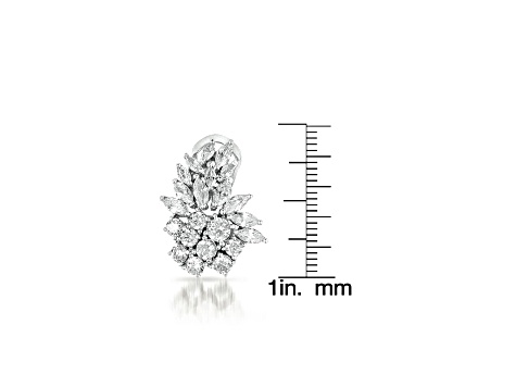 Clear Marquise Cubic Zirconia, Rhodium Plated over Sterling Silver Cluster Earrings