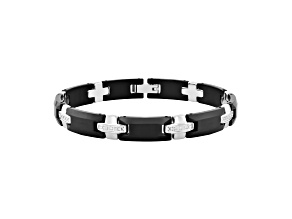 0.12ctw Diamond Two Tone Tungsten and Stainless Steel Link Bracelet