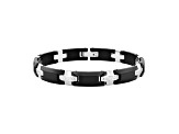 0.12ctw Diamond Two Tone Tungsten and Stainless Steel Link Bracelet
