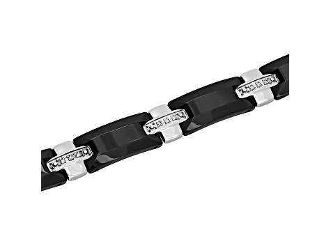 0.12ctw Diamond Two Tone Tungsten and Stainless Steel Link Bracelet