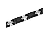 0.12ctw Diamond Two Tone Tungsten and Stainless Steel Link Bracelet