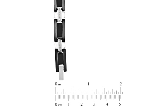 0.12ctw Diamond Two Tone Tungsten and Stainless Steel Link Bracelet