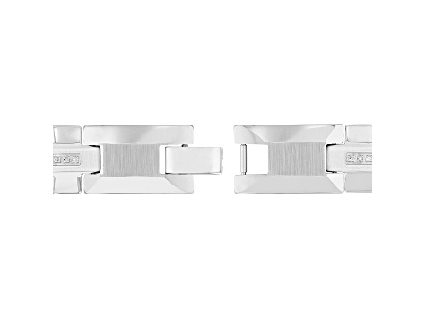 0.12ctw Diamond Tungsten and Stainless Steel High Polish Link Bracelet