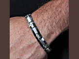 0.12ctw Diamond Tungsten and Stainless Steel High Polish Link Bracelet