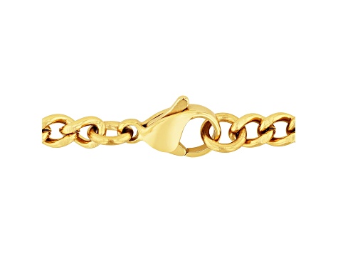 Yellow Ion-Plated Stainless Steel and Diamond Cross Pendant With Chain 0.20ctw