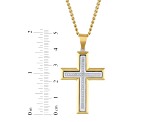 Yellow Ion-Plated Stainless Steel and Diamond Cross Pendant With Chain 0.20ctw