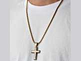 Yellow Ion-Plated Stainless Steel and Diamond Cross Pendant With Chain 0.20ctw