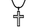 Two-tone Ion-Plated Stainless Steel and Diamond Cross Pendant With Chain 0.20ctw