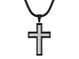 Two-tone Ion-Plated Stainless Steel and Diamond Cross Pendant With Chain 0.20ctw