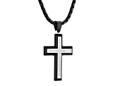 Two-tone Ion-Plated Stainless Steel and Diamond Cross Pendant With Chain 0.20ctw