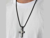 Two-tone Ion-Plated Stainless Steel and Diamond Cross Pendant With Chain 0.20ctw