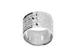 White Cubic Zirconia, Rhodium Plated Over Bronze, Cigar Band Prayer Ring, 0.13 carats