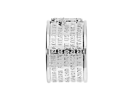 White Cubic Zirconia, Rhodium Plated Over Bronze, Cigar Band Prayer Ring, 0.13 carats