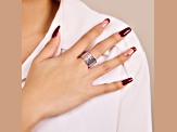 White Cubic Zirconia, Rhodium Plated Over Bronze, Cigar Band Prayer Ring, 0.13 carats