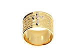 White Cubic Zirconia, 18K Yellow Gold Plated Over Bronze, Cigar Band Prayer Ring, 0.13 carats