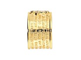 White Cubic Zirconia, 18K Yellow Gold Plated Over Bronze, Cigar Band Prayer Ring, 0.13 carats