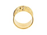 White Cubic Zirconia, 18K Yellow Gold Plated Over Bronze, Cigar Band Prayer Ring, 0.13 carats